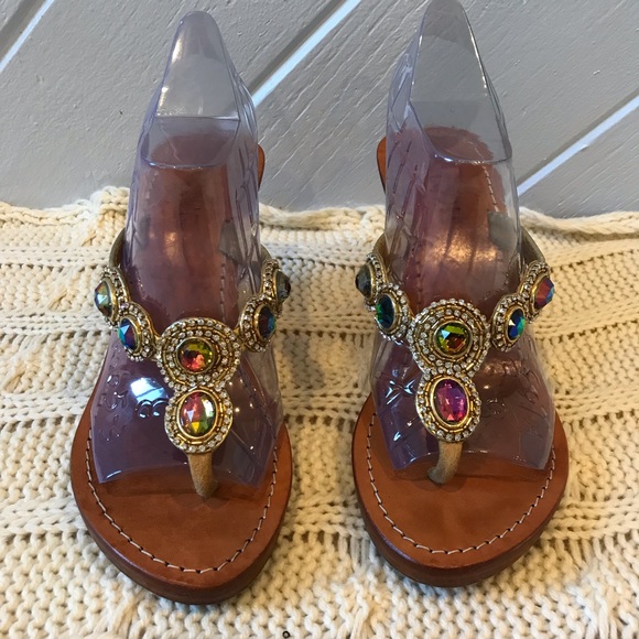 Mystique Boutique Shoes - {Mystique Boutique} Crystal Jewel Wedge Sandals